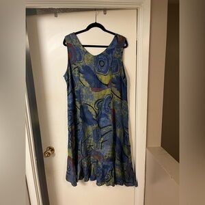 Bella Amore blue floral linen dress .